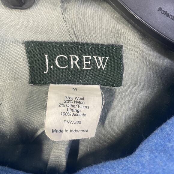 J.Crew Coat Womens Medium Blue Hooded Toggle Duffle Wool Blend Lined Pockets - Picture 4 of 13